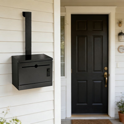 Heavy Duty Steel Locking Drop Box With Combination Lock - Adjustable Over-The-Door Or Wall Mount Mail, Key, Cash & Specimen Collection Box For Home & Business Security