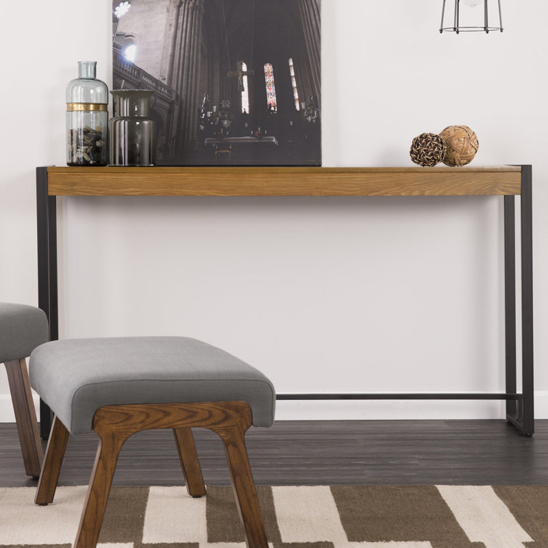 Danille 54'' Console Table, Weathered Gray Oak / Black