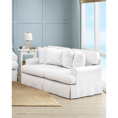 Causeuse à accoudoirs arrondis en coton 60 po avec coussins réversibles Wesham