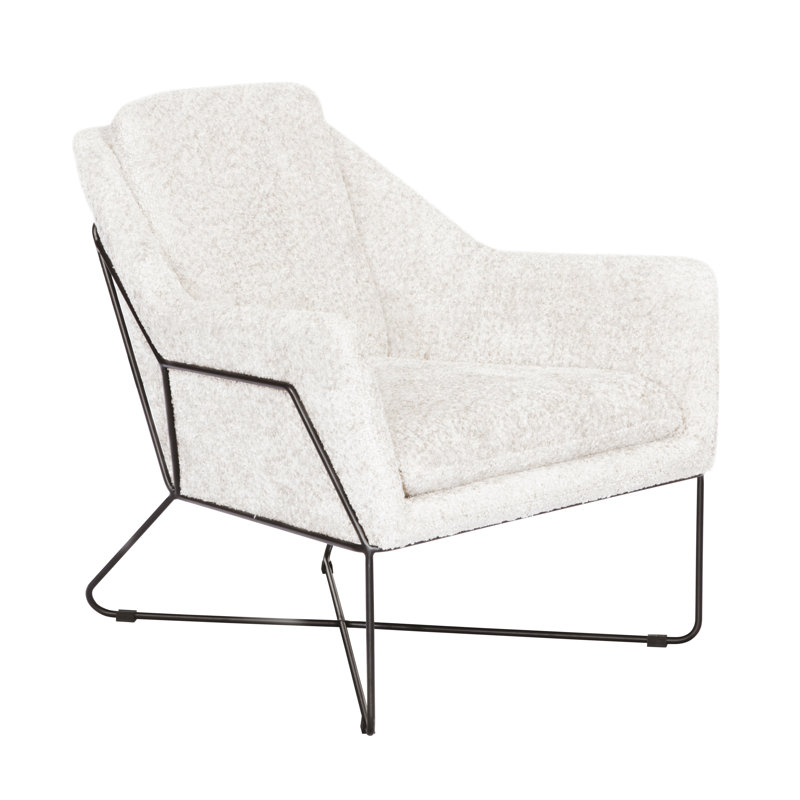 Recie Lounge Chair With Toughened Iron Frame, Ivory Linen