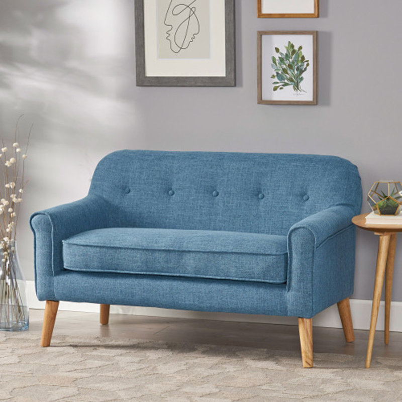 Canapé-lit moderne capitonné Decato, H 31,25 po x l 49,75 po x P 29,5 po, Polyester bleu estompé