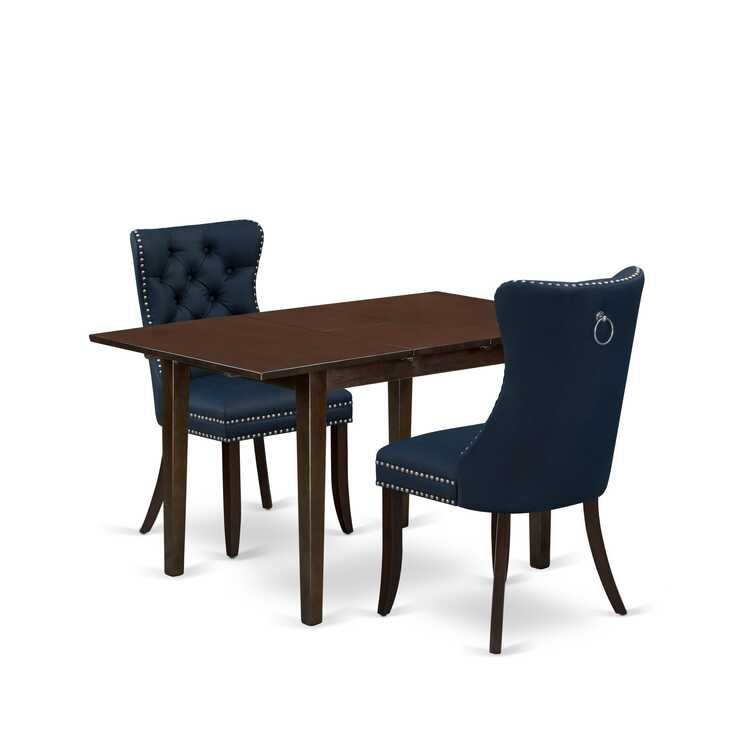 Ensemble de table de salle à manger 3 pièces, Acajou, Marine