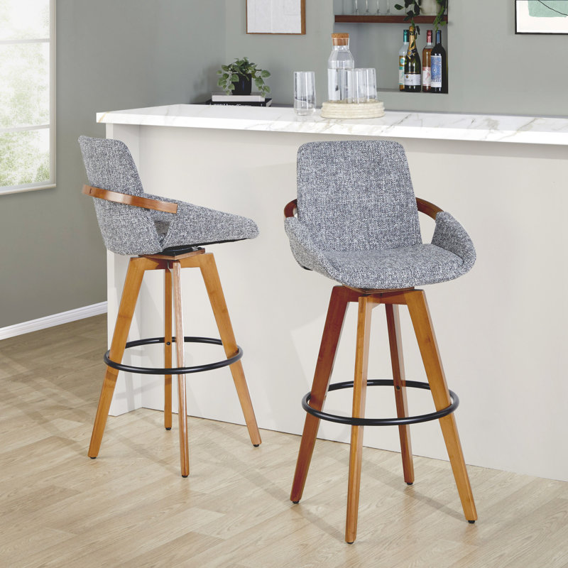 Whitacre Fixed-Height Bar & Counter Stool, Gray Noise Tweed, Bar Stool (29" Seat Height)