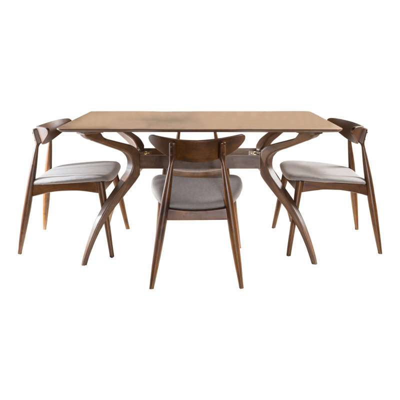 Ensemble de salle à manger 5 pièces Chesaning, Beige gris, Noyer