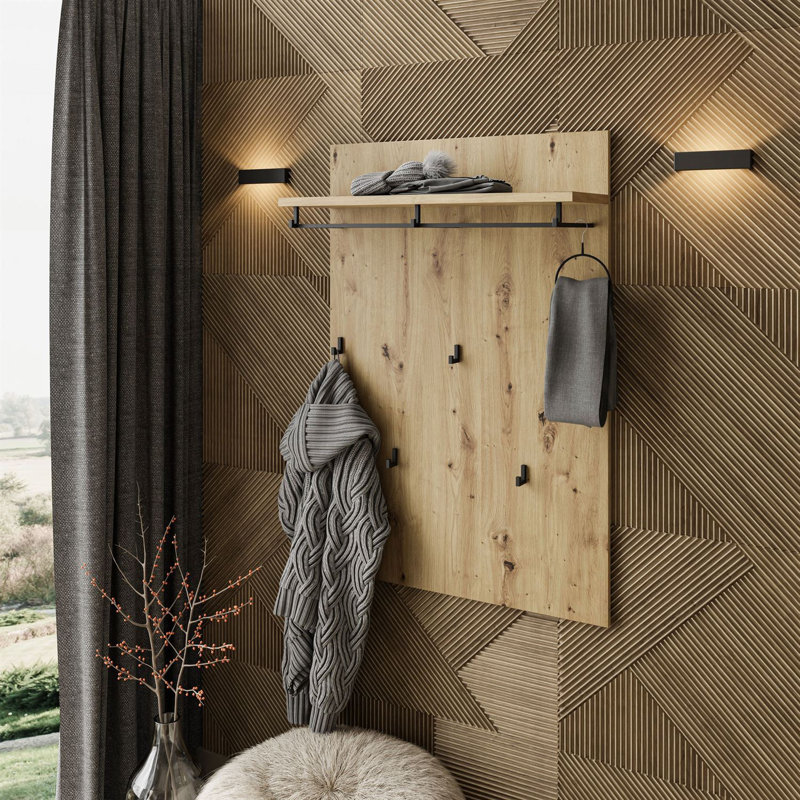 Dahill Engineered Wood Wall Storage 5 - Hook Wall Mounted Coat Rack