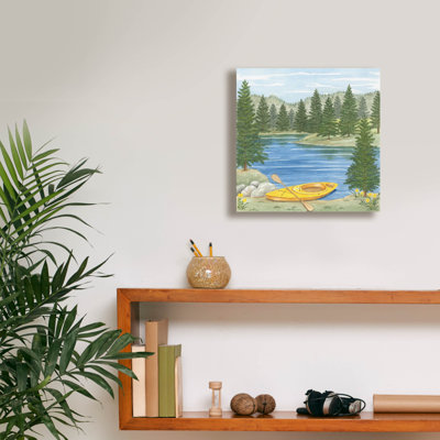  «Kayak At The Lake» par Deb Strain, art mural sur toile, 12 po x 12 po