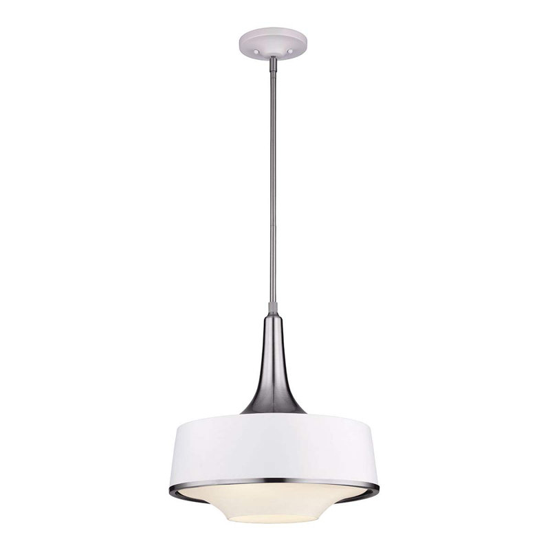Holloway 1-Light Mini Pendant, 50.8 cm H x 47.9 cm W, Brushed Steel/Textured White
