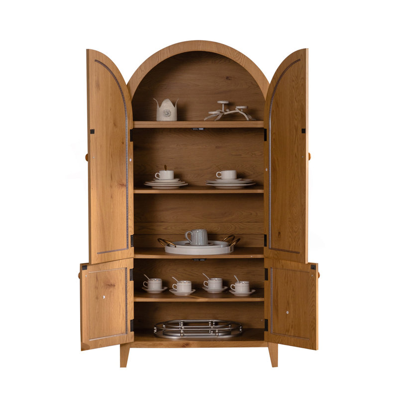 Armoire de rangement arquée en rotin avec tablettes réglables, multifonctionnelle pour la cuisine, la salle de bain et le salon