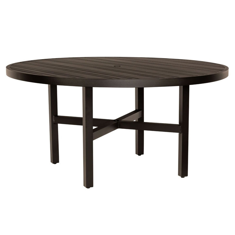 Round Dining Umbrella Table, Textured Black