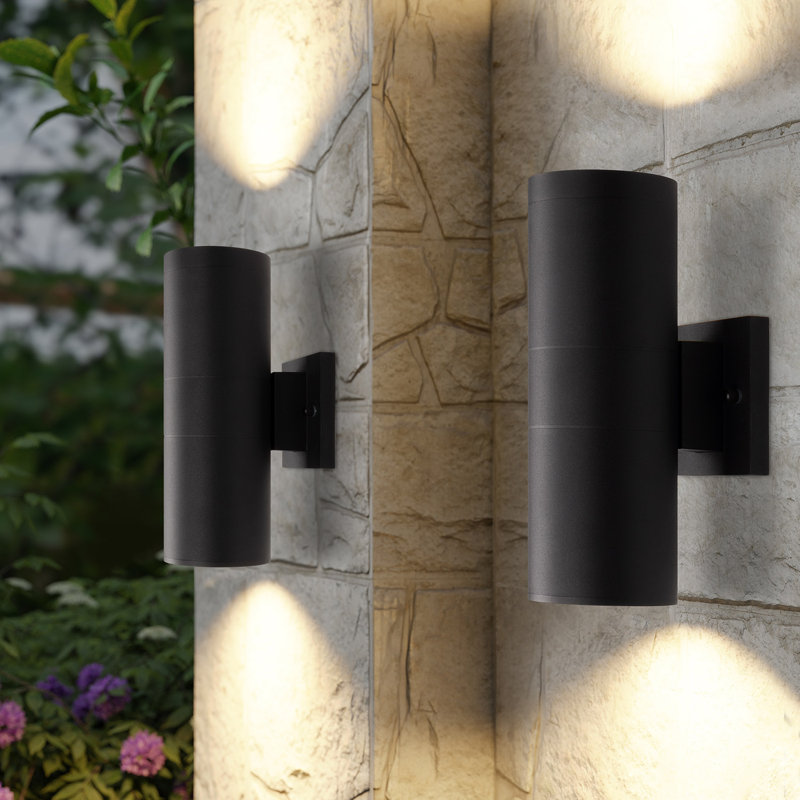 Lanterne murale d'extérieur à 2 ampoules Raley, Noir mat, H 11,97 po x l 4,52 po x P 7,17 po