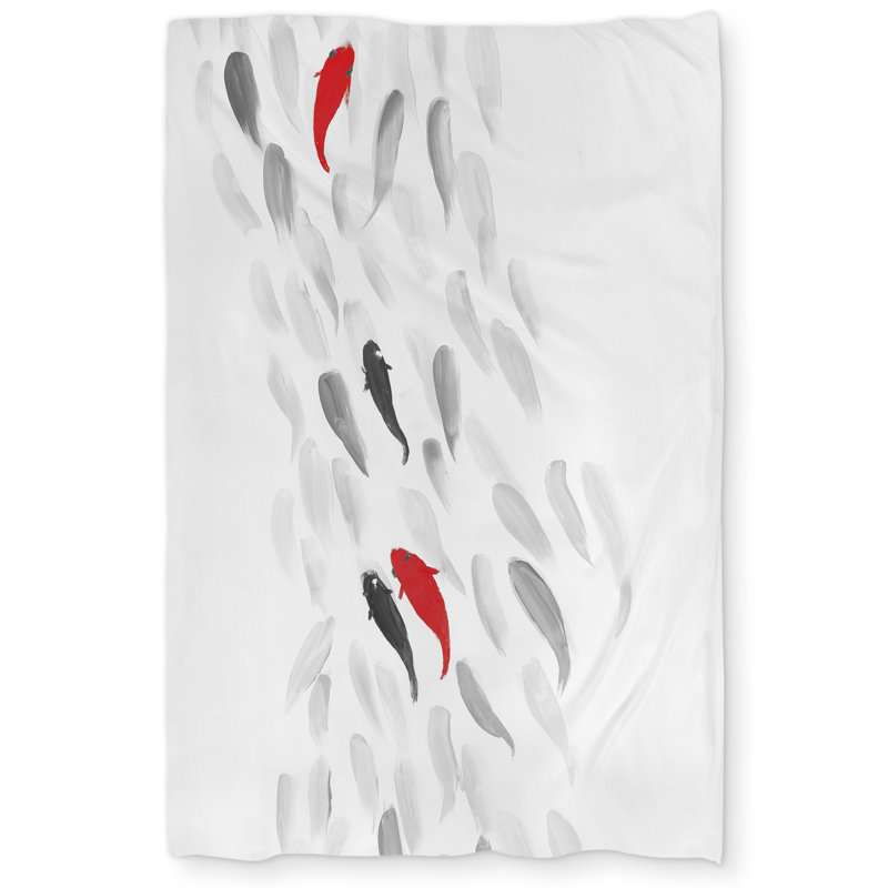 Swimming fish wave Bathroom Gray duvet cover | Home Decor