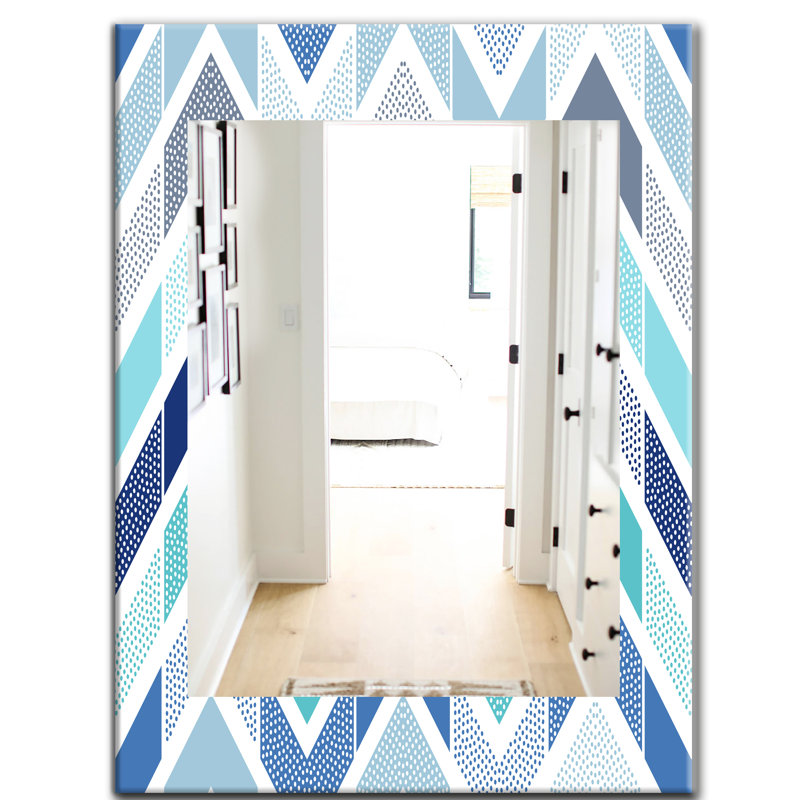 Miroir décoratif à ondes bohémien et éclectique rétro, H 39,4 po x l 29,5 po