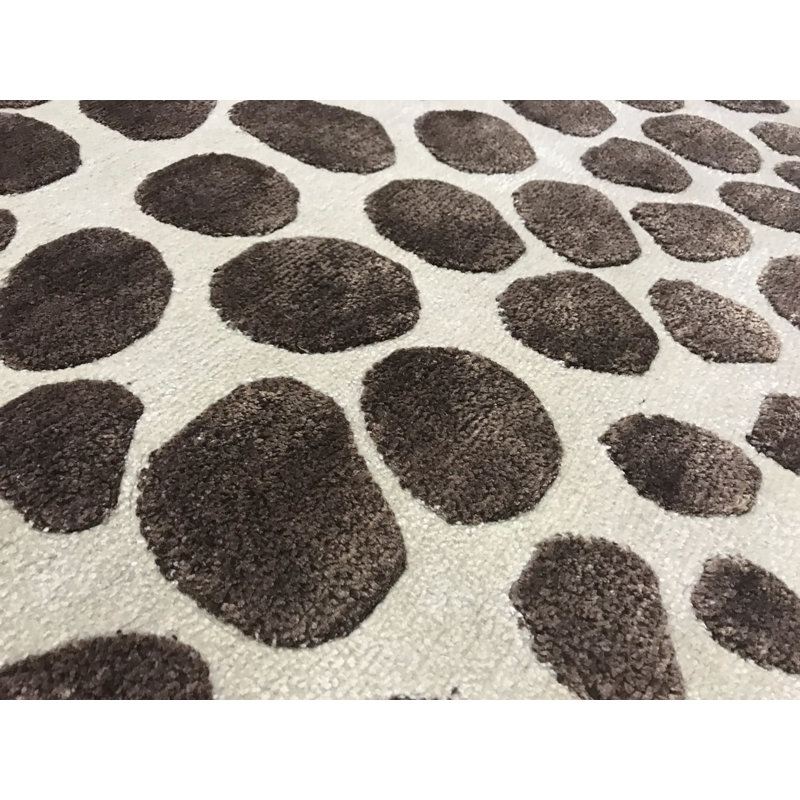 Tapis beige et brun noué à la main de haute qualité