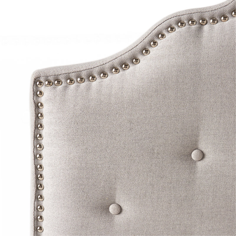 Tufted Upholstered Headboard Queen Size, Solid Wood Head Board With Durable Metal Legs, Adjustable Height Queen Headboard With Nailhead Trim,Fabric Headboard In Modern Button Tuffted Design