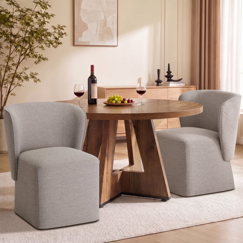 Chaise de salle à manger pivotante rembourrée avec roulettes Boucle (ensemble de 2), Brun