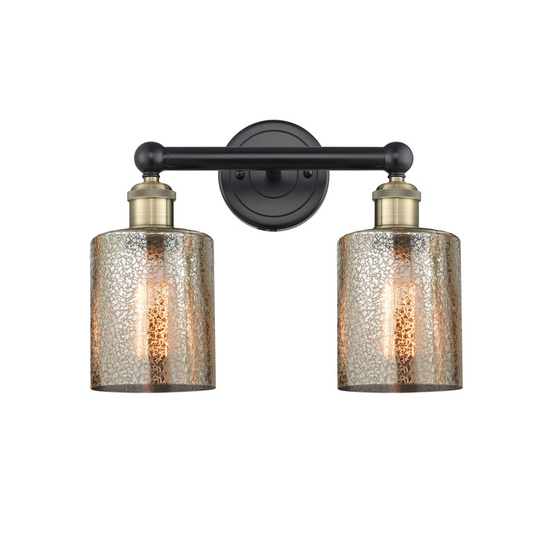 2 - Light Dimmable Vanity Light, Black Antique Brass, Mercury