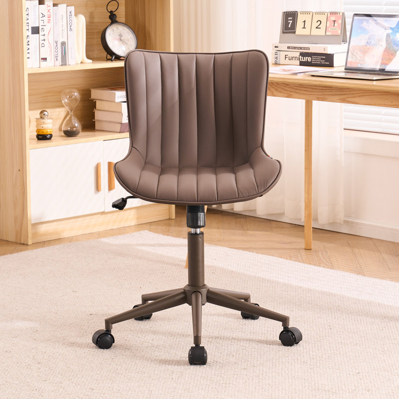 Brionni Leather Swivel Task Chair with Casters, Brown Seat/ Black Frame