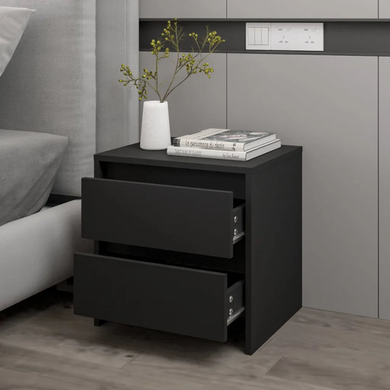 Georgan 45cm W Particle Board / Chipboard Bedside Table, Individual, Concrete Grey