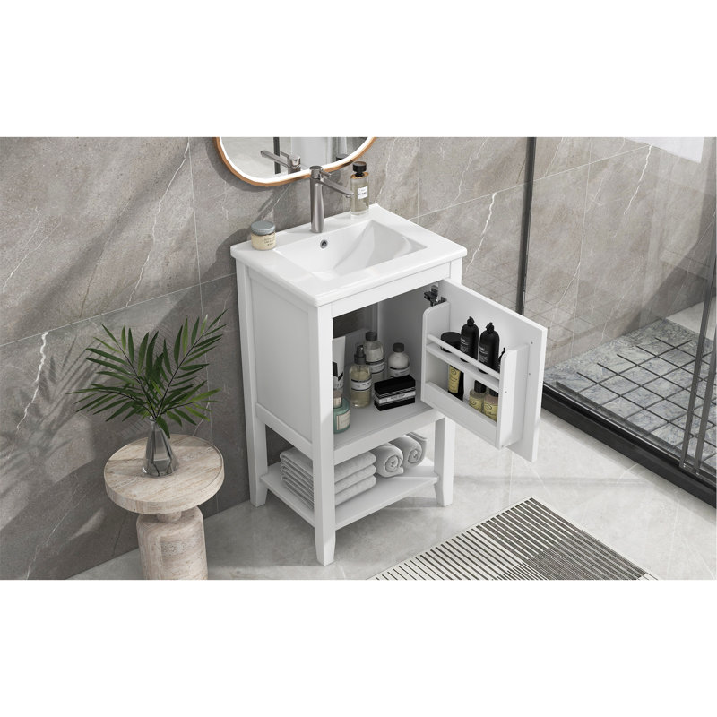Charmant meuble-lavabo avec des caractéristiques haut de gamme et un grand espace de rangement, Blanc
