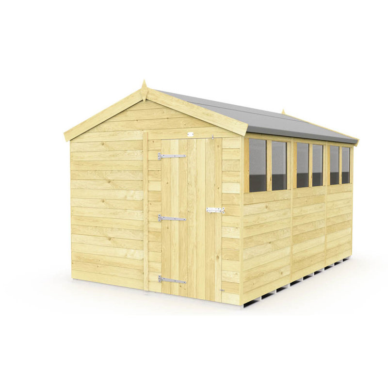 Apex Shed - Single Door with Windows, 8ft x 12ft