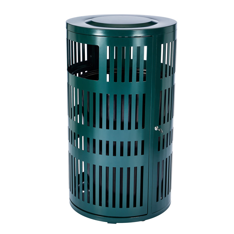 Poubelle ronde ronde en acier ventilé 40 gallons, Green