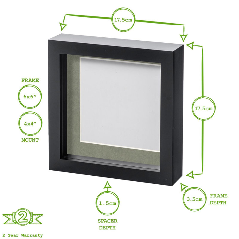 Nicola Spring - 6" x 6" White 3D Box Photo Frames - 4" x 4" Mount - Grey