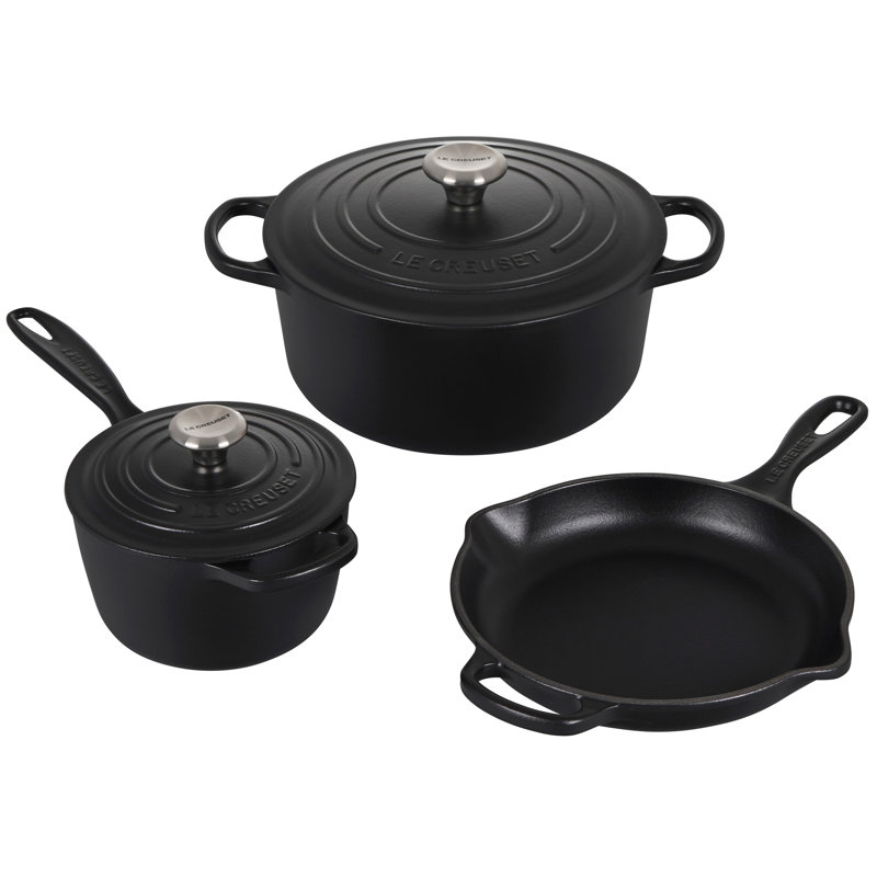 Le Creuset Enameled Cast Iron Oval Dutch Oven with Lid, Licorice/Silver
