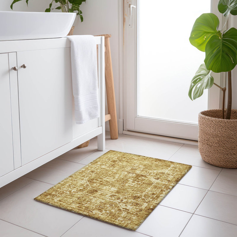 Tapis doré lavable de qualité supérieure 1 pi 8 po x 2 pi 6 po Kelsa AMF41, Rectangle 1 pi 8 po x 2 pi 6 po