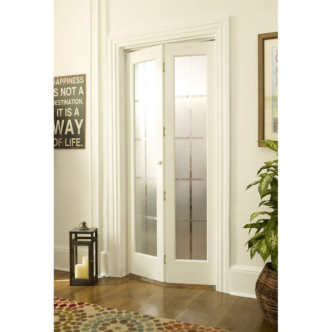 80.5'' Solid Wood Glass Painted Bi-Fold Door LTL Home Products 