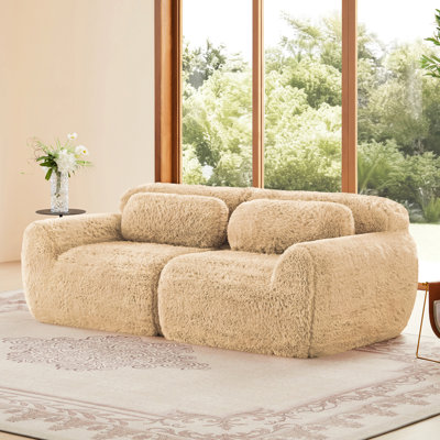 Canapé modulaire à 2 places pour canapé modulaire, conception antidérapante en tissu moelleux et moelleux, éponge haute densité 32D, conception ergonomique sans assemblage, avec coussins décoratifs pour le salon