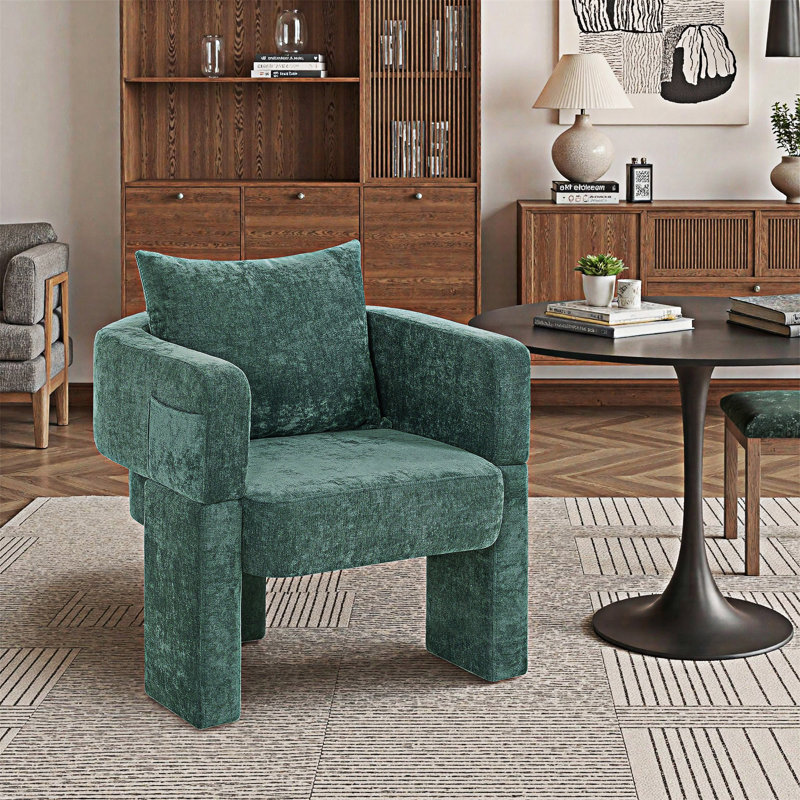 Accent Chair Single Sofa Chair, Dark Green