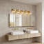 Luminaire de meuble-lavabo moderne en cristal doré - applique murale à 5 lumières à intensité variable avec cristaux K9 pour miroir ou chambre à coucher-842038916-842038921-842038922
