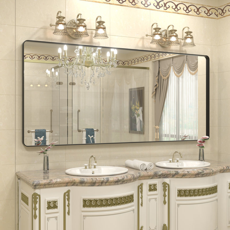 Miroir mural Aevar, 72 po x 32 po, Noir mat
