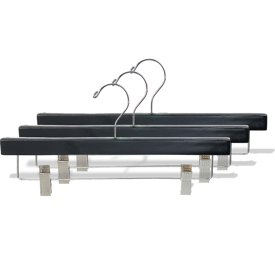 Winon Wood Hangers With Clips for Skirt/Pants (Set of 100) Rebrilliant 