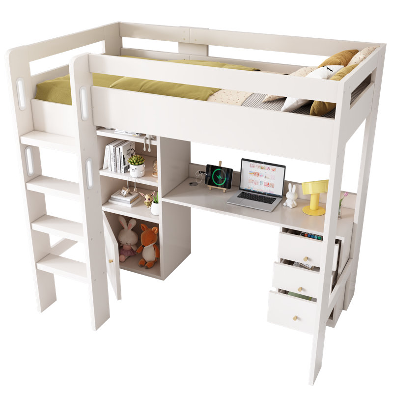 Single (3') High Sleepers Bed Frame with Storage Included with Built-in Ladder Included with Desk Included