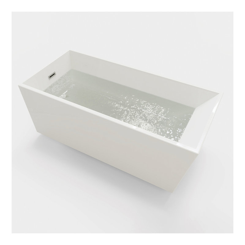 Rectangle Freestanding Acrylic Bathtub Glossy White