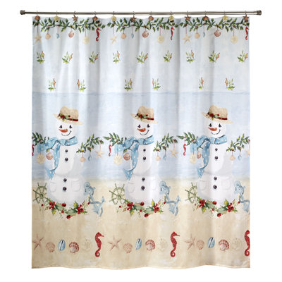 Coastal Snowman Shower Curtain