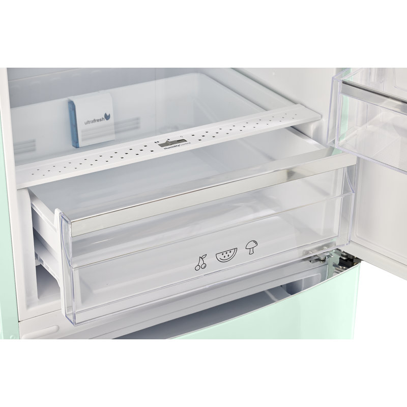 Summer Mint Green Retro Bottom Mount Fridge with Chrome Accents