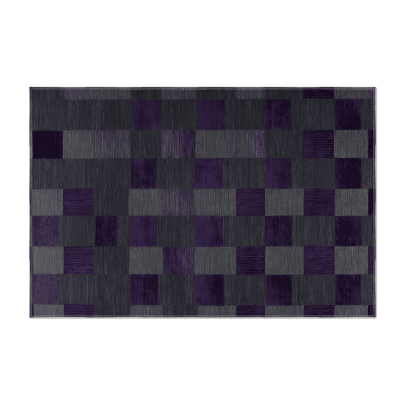 Tapis intérieur / extérieur mauve à carreaux, Rectangulaire 3 pi x 5 pi