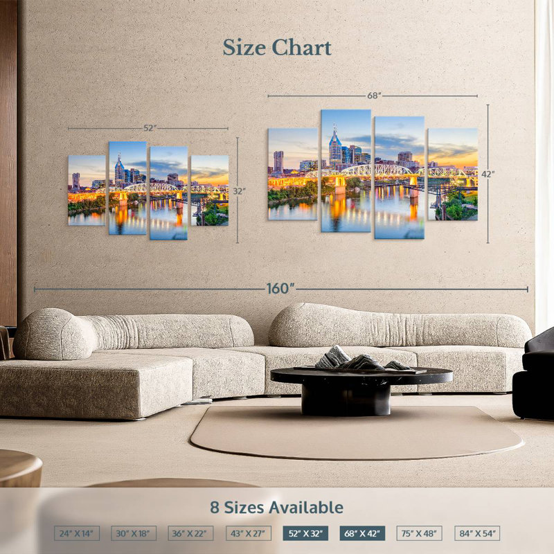 Horizon de Sirci au centre-ville de Nashville, H 42 po x l 68 po