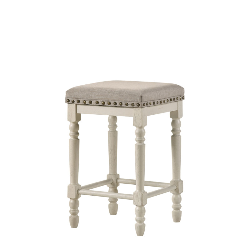Horan Upholstered Counter Stool, Antique White/Tan