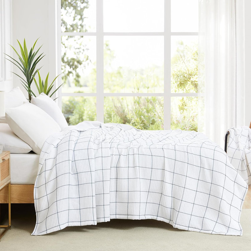 Couverture gaufrée 100% coton tissé gaufré Southshore Fine Linens, Full / Queen, Blanc