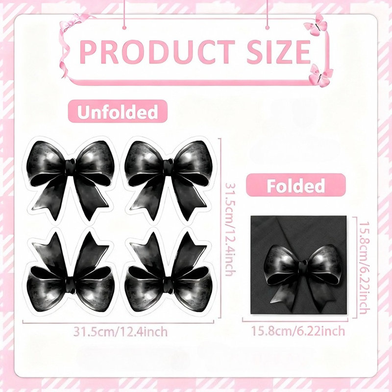 100Pcs Black Bow Napkins Coquette Articles de fête Jetable Bow Serviettes en papier pour la fête de naissance