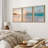 Aesthetic Sunset on Teal Ocean Coastal Beach Shore Framed Canvas 3 Pieces Print Triptych Wall Art-1076734932-1199655257