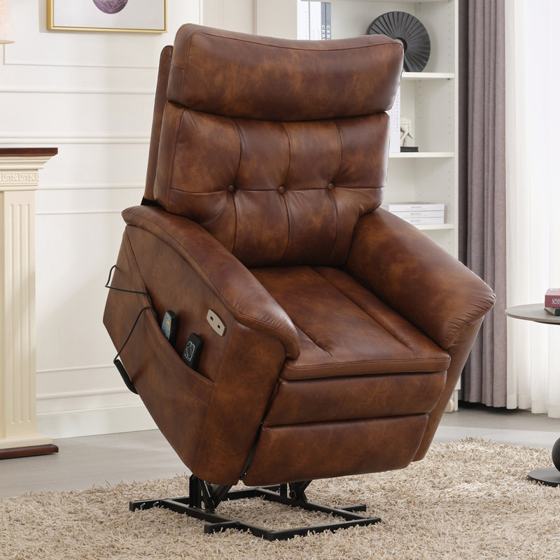 Fauteuil inclinable Tishan, Similicuir brun