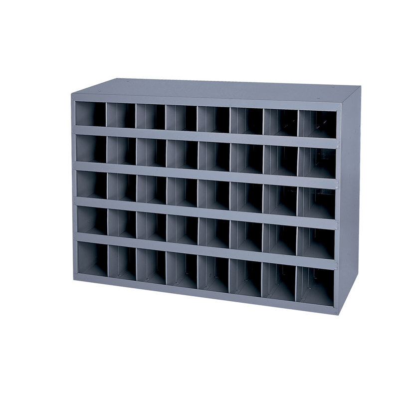 Gray 40-Bin Steel Storage Organizer with Mounting Holes