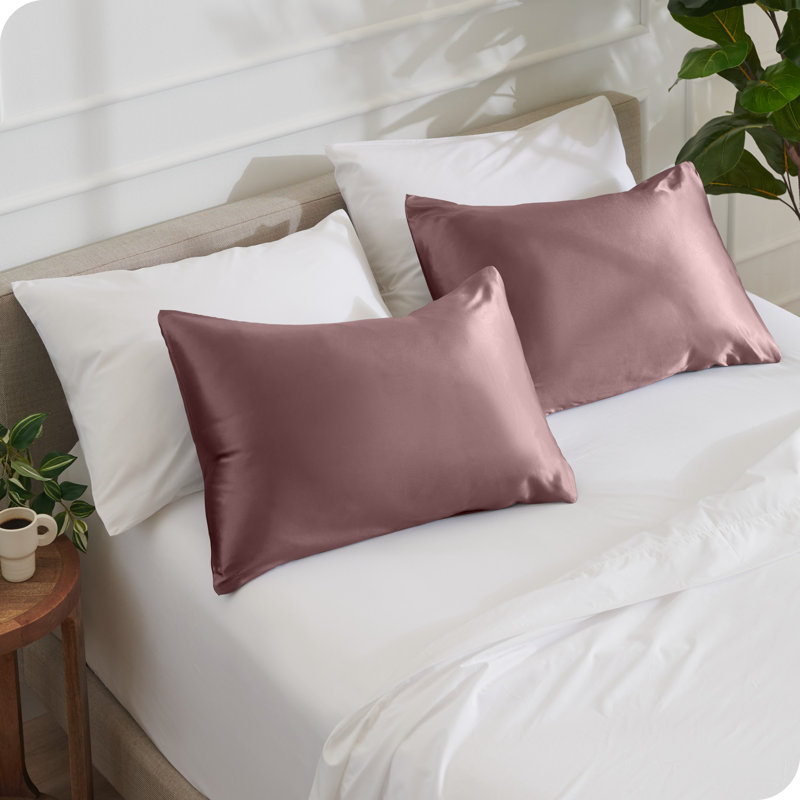 Soft Poly Satin Pillowcase Set, Rose Taupe, Standard Pillowcases