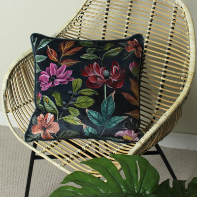Midnight Garden Floral Velvet Cushion Cover