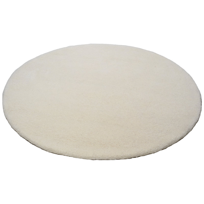 Arboga Hand Knotted Wool White Rug, Round 150cm