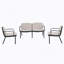 Ensemble de conversation d'extérieur 3 pièces PP, cadre noir avec coussin beige (2 fauteuils club et 1 causeuse)-1448601519